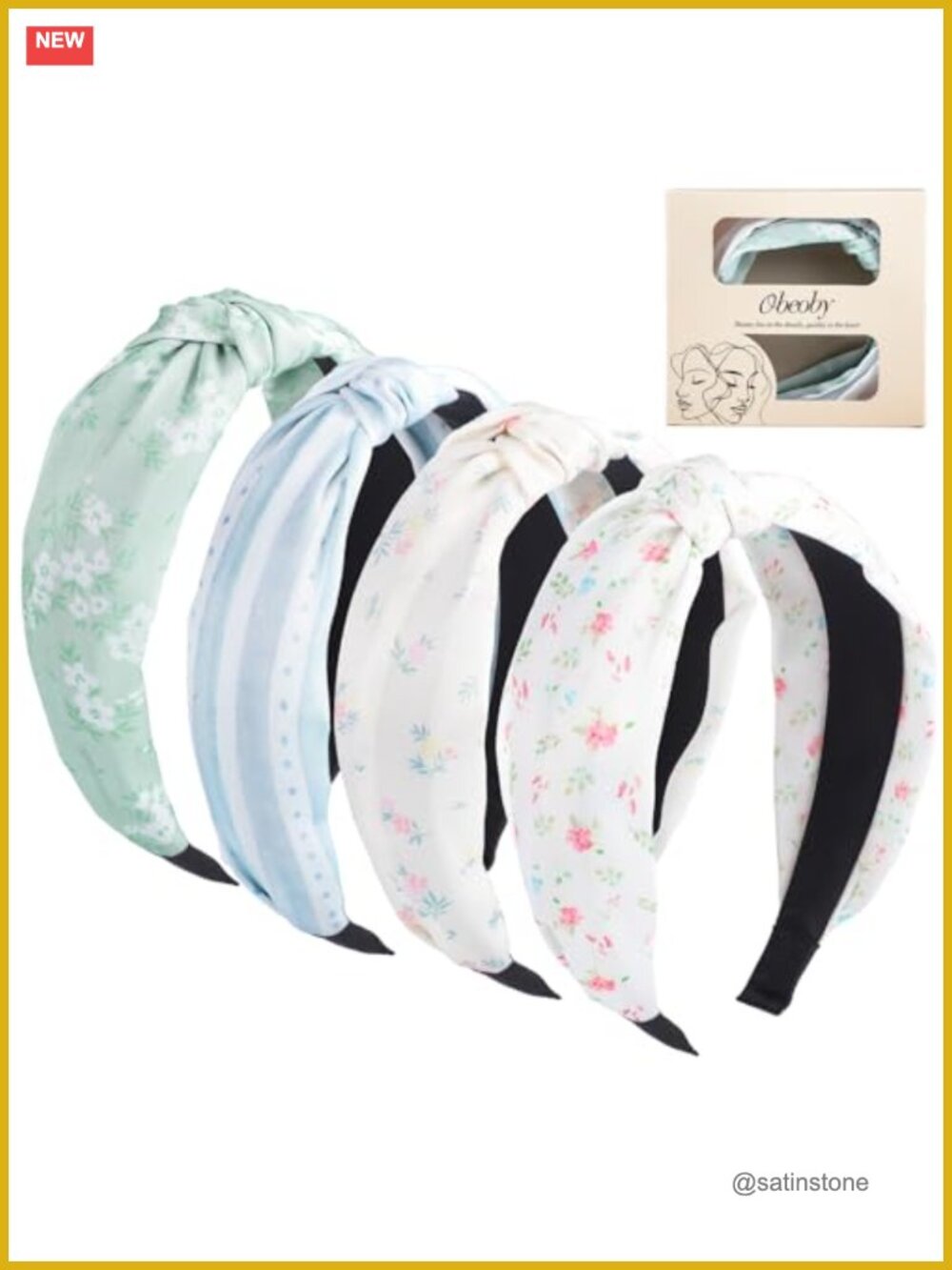 Floral Knotted Headbands Women Polyester Elastic Hair Accessories 4 Pack